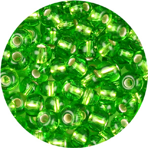 SB6-15 Czech size 6 seed beads silver lined - light green SB6-15 Czech size 6 seed beads silver lined - light green