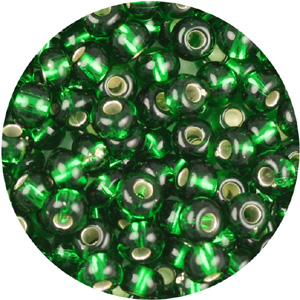 SB6-16 Czech size 6 seed beads silver lined - emerald SB6-16 Czech size 6 seed beads silver lined - emerald