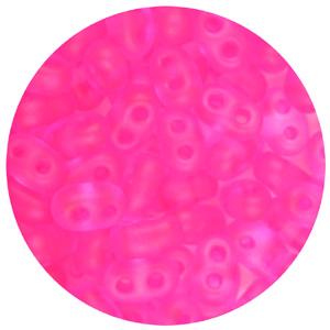 SBT-120 Czech twin seed beads, matt transparent - neon pink SBT-120 Czech twin seed beads, matt transparent - neon pink