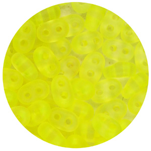 SBT-123 Czech twin seed beads, matt transparent - neon yellow