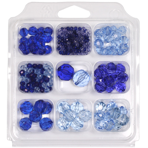 SBX-PB2 Facetted transparent acrylic bead selection box - blues SBX-PB2 Facetted transparent acrylic bead selection box - blues