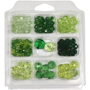 SBX-PB4 Facetted transparent acrylic bead selection box - greens SBX-PB4 Facetted transparent acrylic bead selection box - greens