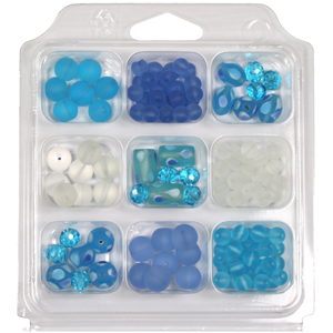 SBX-GB-TD4 Glass bead selection box with teardrop lamp beads - aqua SBX-GB-TD4 Glass bead selection box with teardrop lamp beads - aqua