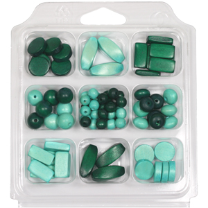 SBX-WB4 Wooden Bead Selection Box - Greens