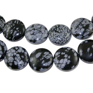SP-SN2 - Snowflake Obsidian Beads - flat round