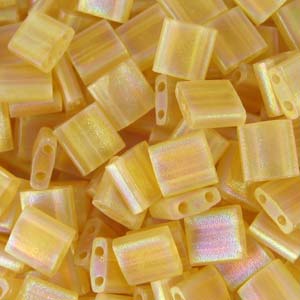 TL 132FR Miyuki tila beads - matte transparent light topaz AB