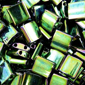 TL 468 Miyuki tila beads - metallic green iris