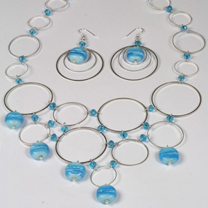 Kit 157 Silver-foiled Lamp Bead Link Necklace & Earrings Kit 157 Silver-foiled Lamp Bead Link Necklace & Earrings