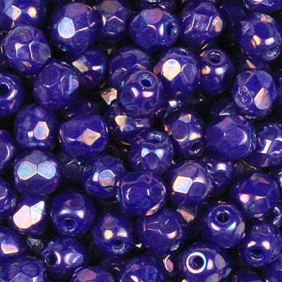 GBFP08-565 - Czech fire-polished beads - opaque blue nebula