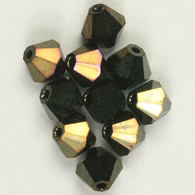 CCBIC03 146 - Czech crystal bicones - Jet Brown Iris