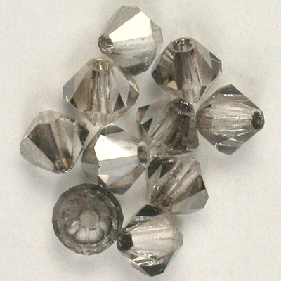 CCBIC03 95 - Czech crystal bicones - Crystal  Silver Shade Half Coated