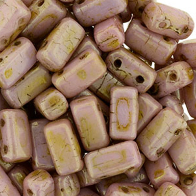 CMBK-310 - CzechMates brick beads - opaque rose/gold topaz lustre