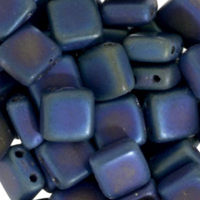 CMTL-4M - CzechMates tile beads - jet blue iris matt