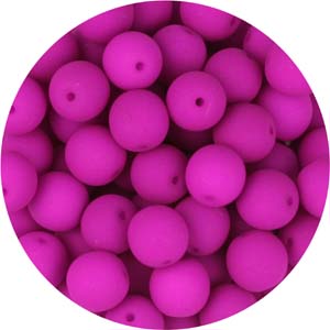 GBSR06-92 - round pressed glass beads - neon magenta