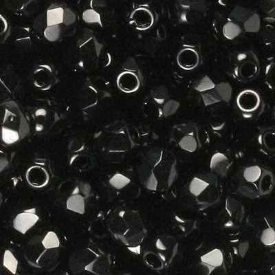 GBFP03-6 - Czech fire-polished beads - Jet