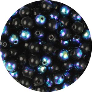 GBSR06-6AB - round pressed glass beads - jet AB