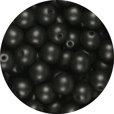 GBSR04-114 - round pressed glass beads - matt metallic black