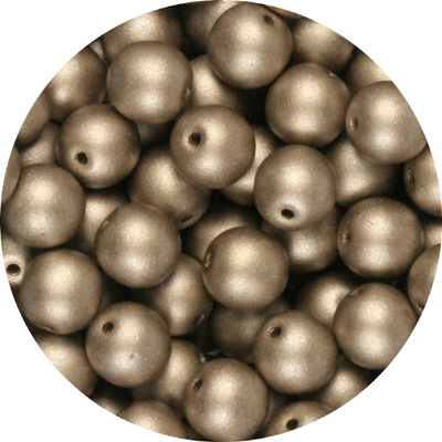 GBSR04-115 - round pressed glass beads - matt metallic greige