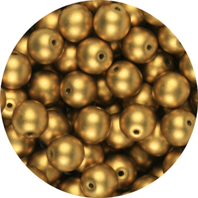 GBSR04-116 - round pressed glass beads - matt metallic olivine gold