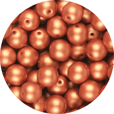 GBSR04-117 - round pressed glass beads - matt metallic light copper