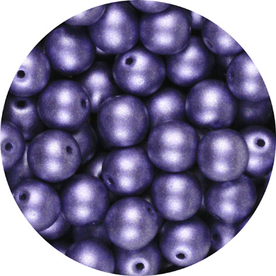 GBSR04-121 - round pressed glass beads - matt metallic purple