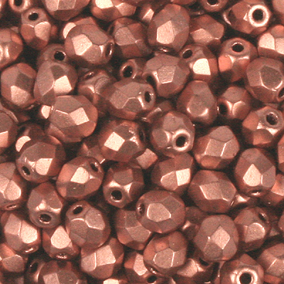 GBFP04 MET 242 - Czech fire-polished beads  - crystal bronze copper matt metallic