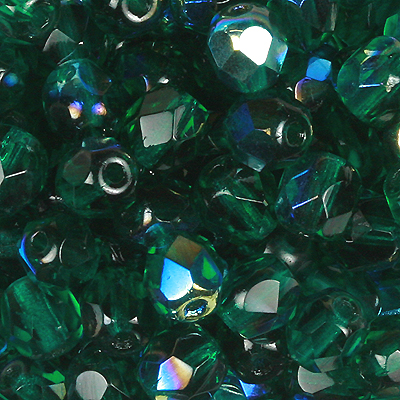 GBFP04 AB-17AB - Czech fire-polished beads - emerald AB