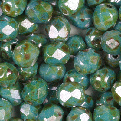 GBFP08-368 - Czech fire-polished beads - chalk lazure blue