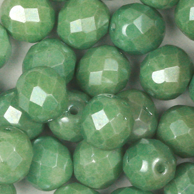 GBFP08-353 - Czech fire-polished beads - chalk green lustre