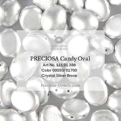 GBCDYOV06-110 - Czech Candy Oval Beads - silver matt metallic