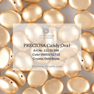GBCDYOV08-111 - Czech Candy Oval Beads - gold matt metallic