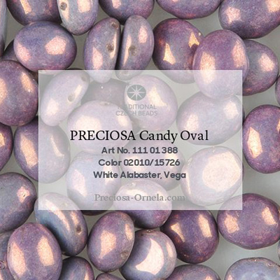GBCDYOV06-305 - Czech Candy Oval Beads - alabaster vega