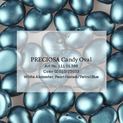 GBCDYOV06-336 - Czech Candy Oval Beads - pastel petrol