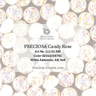 GBCDYR12-309 - Czech Candy Rose Beads - alabaster AB