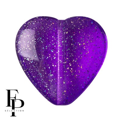 GBHRT-FPS-927 - Czech Glass Heart - Transparent Constellation Violet