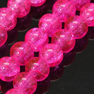 GBCR06-4 - glass crackle beads - fuschia