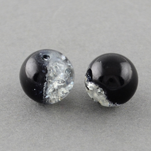 GBCR10-T1 - glass crackle beads - crystal/jet
