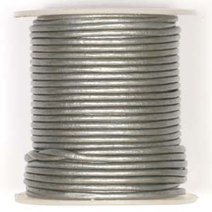RLC-2 METSIL - round leather cord - metallic silver