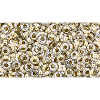 SB8JTD-989 - Toho size 8 demi-round seed beads - gold-lined crystal