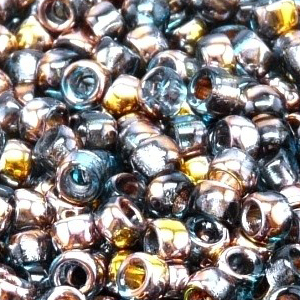 SBP6-177 - Matubo Czech size 6 seed beads - aquamarine gold capri