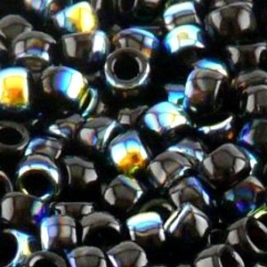 SBP6-6AB - Matubo Czech size 6 seed beads - jet AB