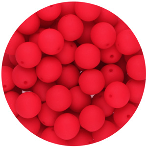 GBSR04-98 - round pressed glass beads - neon red