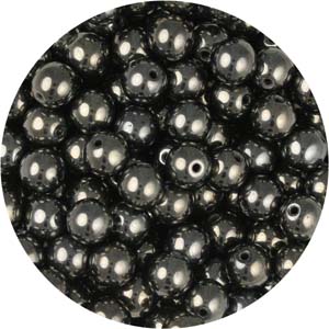 GBSR04-3 - round pressed glass beads - gunmetal