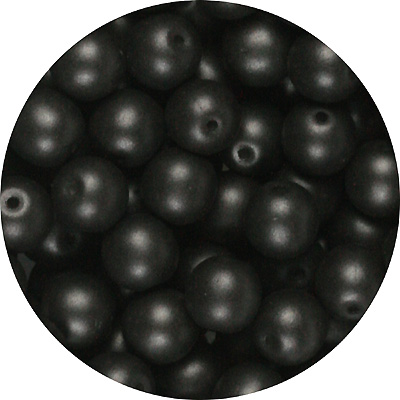 GBSR06-114 - round pressed glass beads - matt metallic black