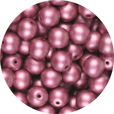 GBSR06-122 - round pressed glass beads - matt metallic pink