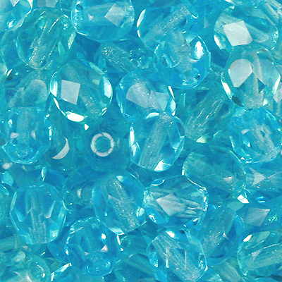 GBFP08 COLS 12 - Czech fire-polished beads - aquamarine