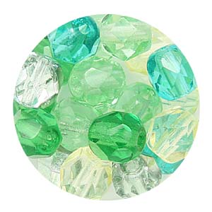 GBFP04 COLS MIXED M4 - Czech fire-polished beads - greens