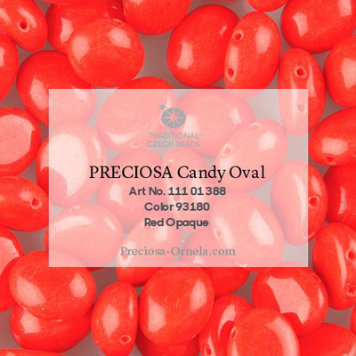GBCDYOV12-143 - Czech Candy Oval Beads - opaque red