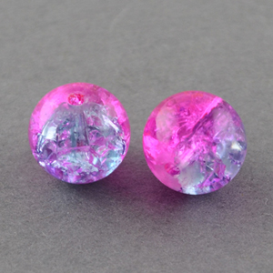 GBCR06-T3 - glass crackle beads - fuchsia/lilac