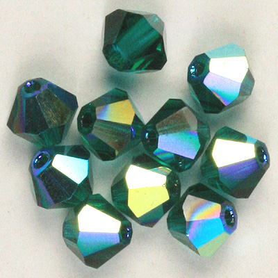 CCBIC06 7AB - Czech crystal bicones - emerald AB